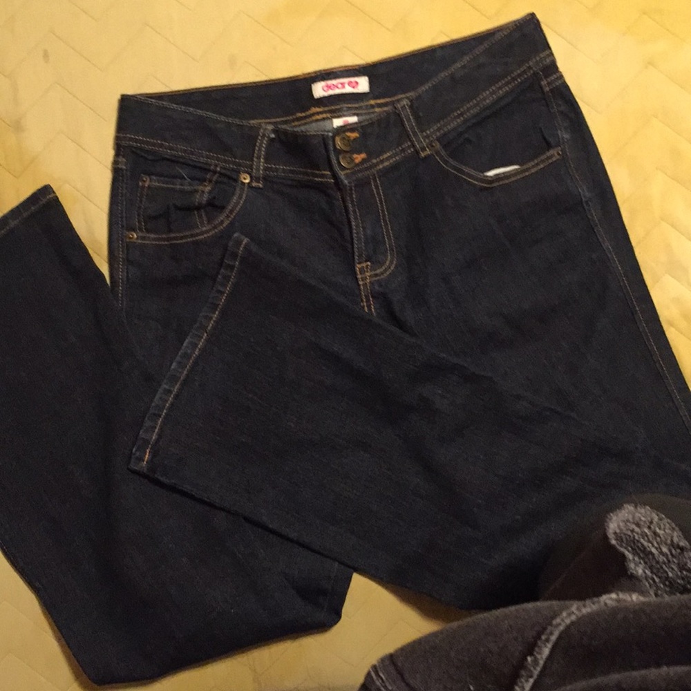 Pair of dark wash dear ab jeans
